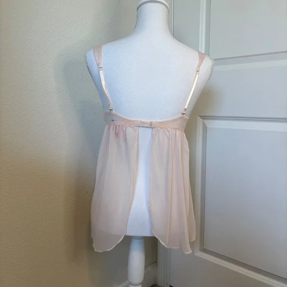 Victorias Secret Sexy Little Things Babydoll Chemise Peach Red Bow 36C - Picture 2 of 5
